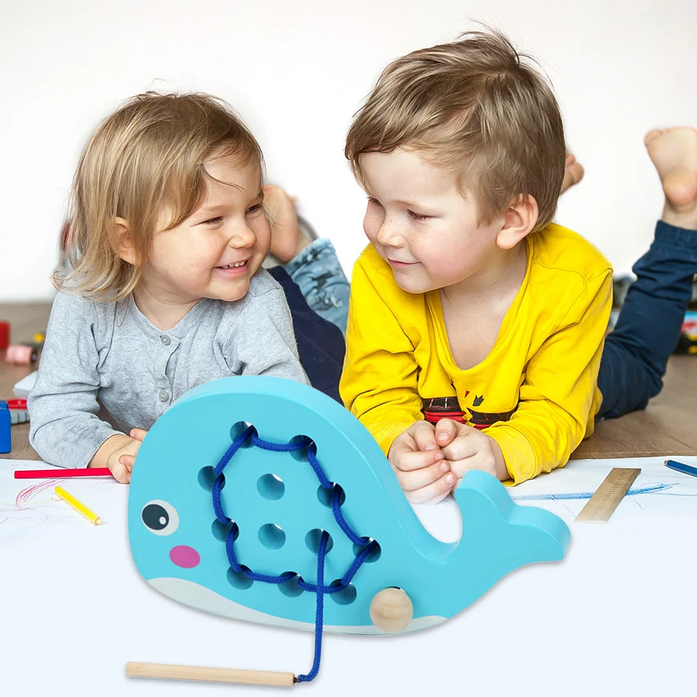 Утка Кит деревянная игрушка завязка нитка игра Искусство жизни раннее