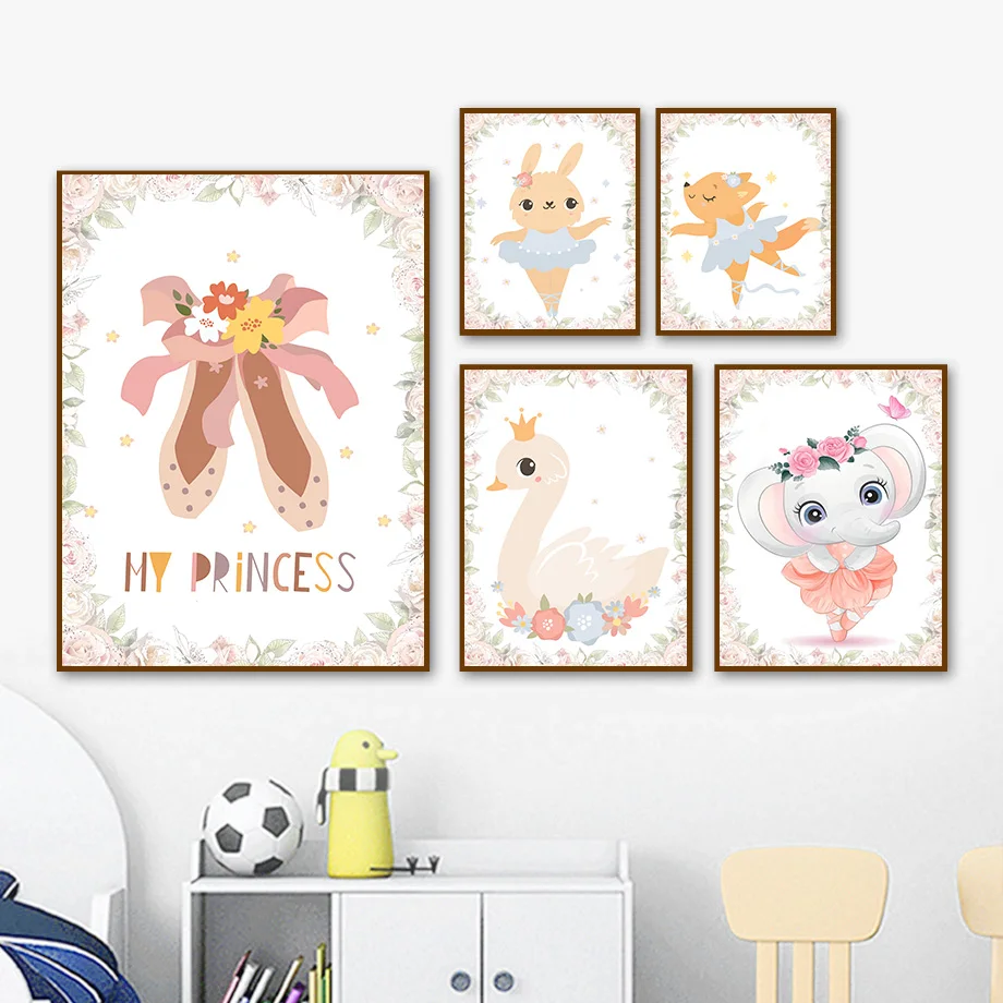 

Number Rainbow Swan Unicorn Shoe Bunny Elephant Nordic Posters And Prints Wall Art Canvas Painting Wall Pictures Kids Room Decor