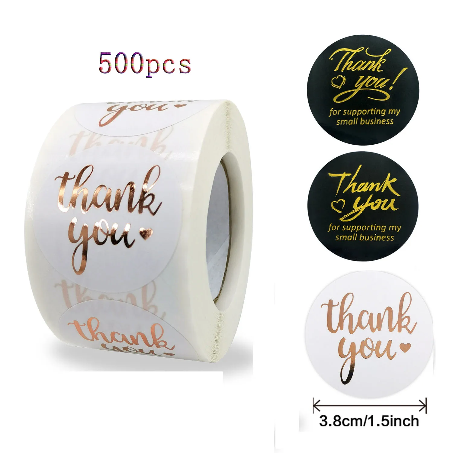 

500Pcs Roll 3.8CM Thank You Scrapbooking Stickers Gift Stickers DIY Present Envelope Diary Invitation Letter Sealing Labels Tags