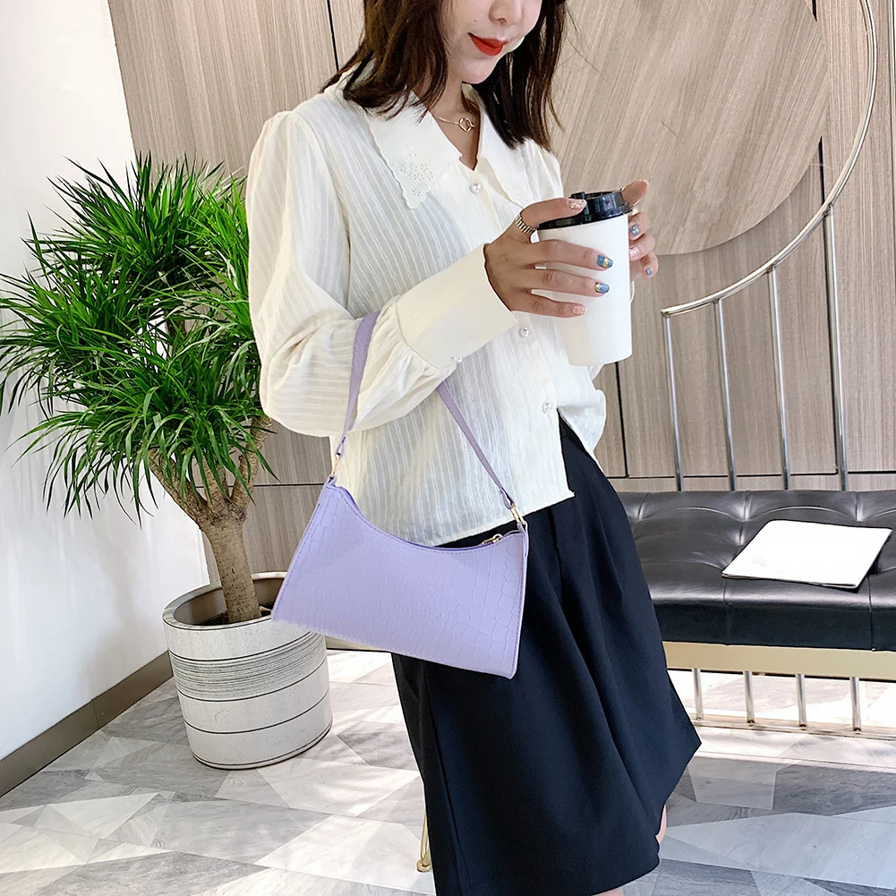 

Fashion Alligator Pattern Women Handbag PU Leather Portable Business Small Underarm Shoulder Bags Female Casual Totes