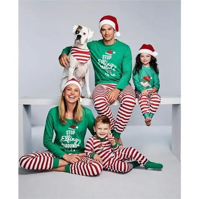 

Christmas Parent-child Pajama Sets Printed Loungewear Pajamas Pajama Sets Striped Pajamas pajamas for teen girls sleep tops