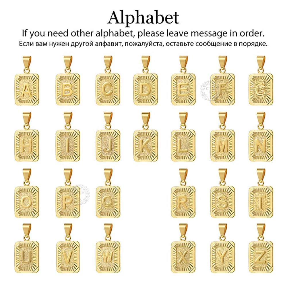 2020 модные 26 букв квадратные ожерелья Чокеры плетеная цепочка Фигаро золотистая