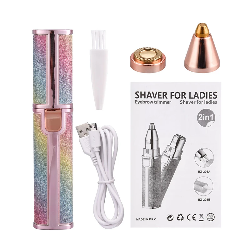 

2 In 1 USB Rechargeable Eyebrow Trimmer Electric Hair Remover Epilator Women Shaver Razor Lady Facial Hair Removal Beauty Tool