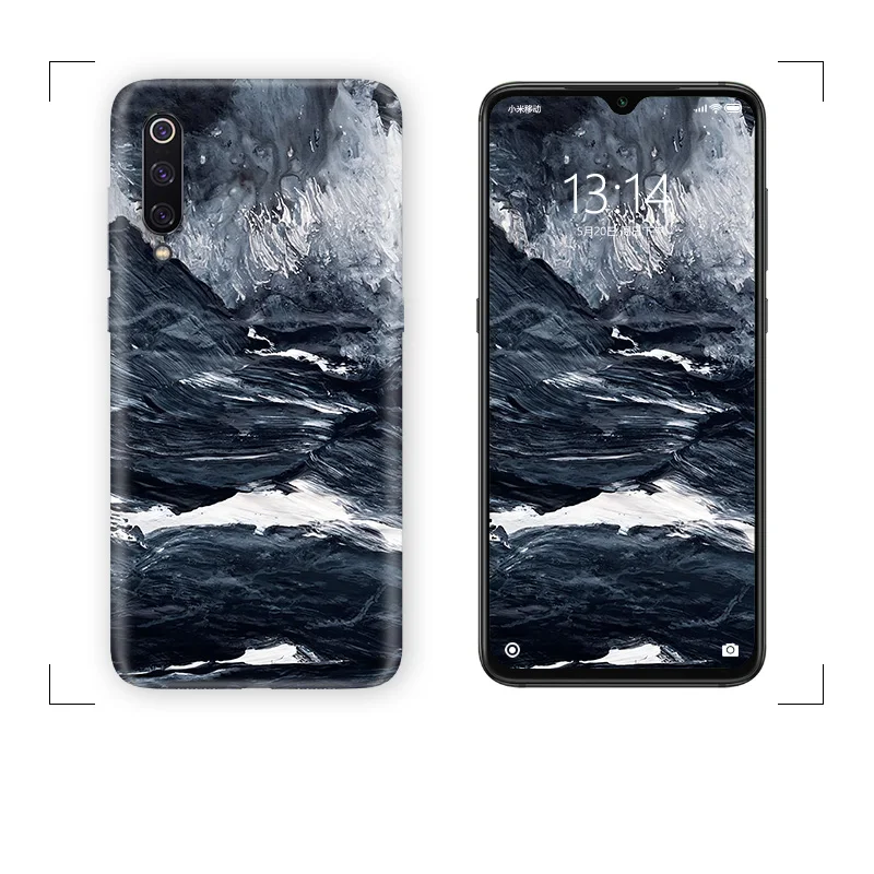 Черный белый волнистый жесткий чехол для Xiaomi Mi9 Mi8 mi9se mi8se mix3 mix2s художественный |