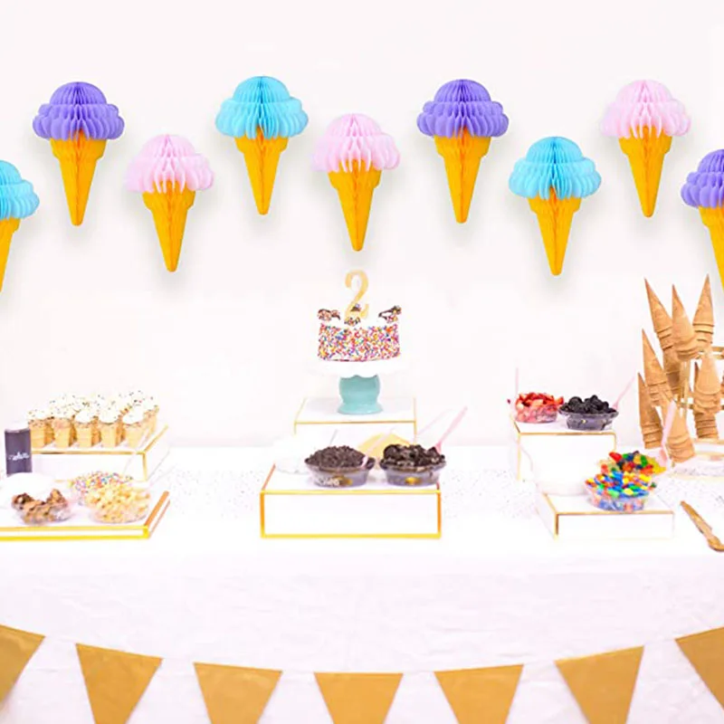 Бумажные фонарики с сотовыми шариками для мороженого свадебные украшения