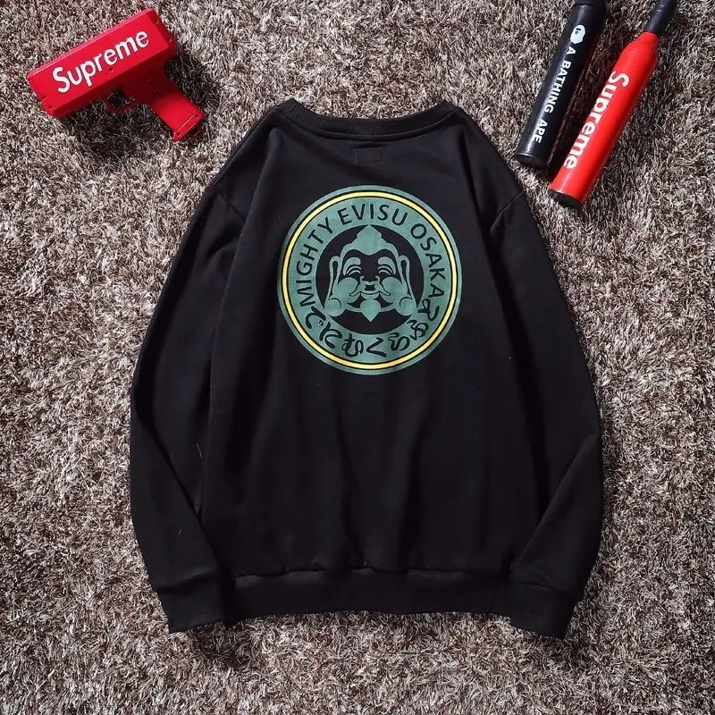 Evisu осенне-зимний мужской свитер с круглым вырезом, теплый дышащий Модный хлопковый свитер с принтом и длинными рукавами для мужчин и женщин, одежда для влюбленных - Цвет: 5008