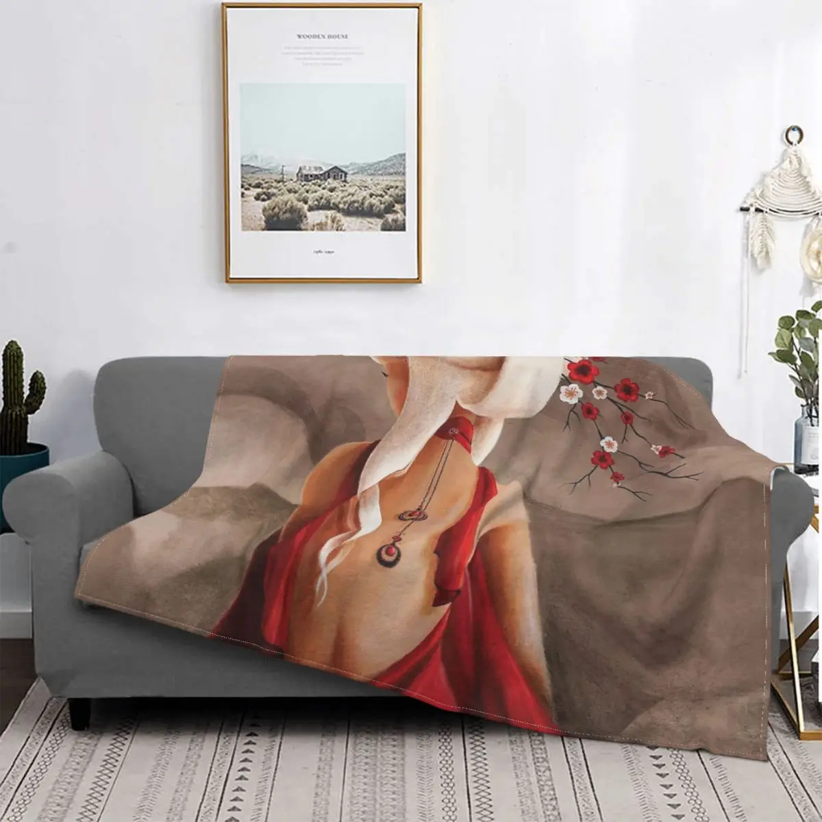 

Manta de rama floreciente, colcha, cubierta de cama a cuadros, toalla, manta double, ropa de cama de algodón