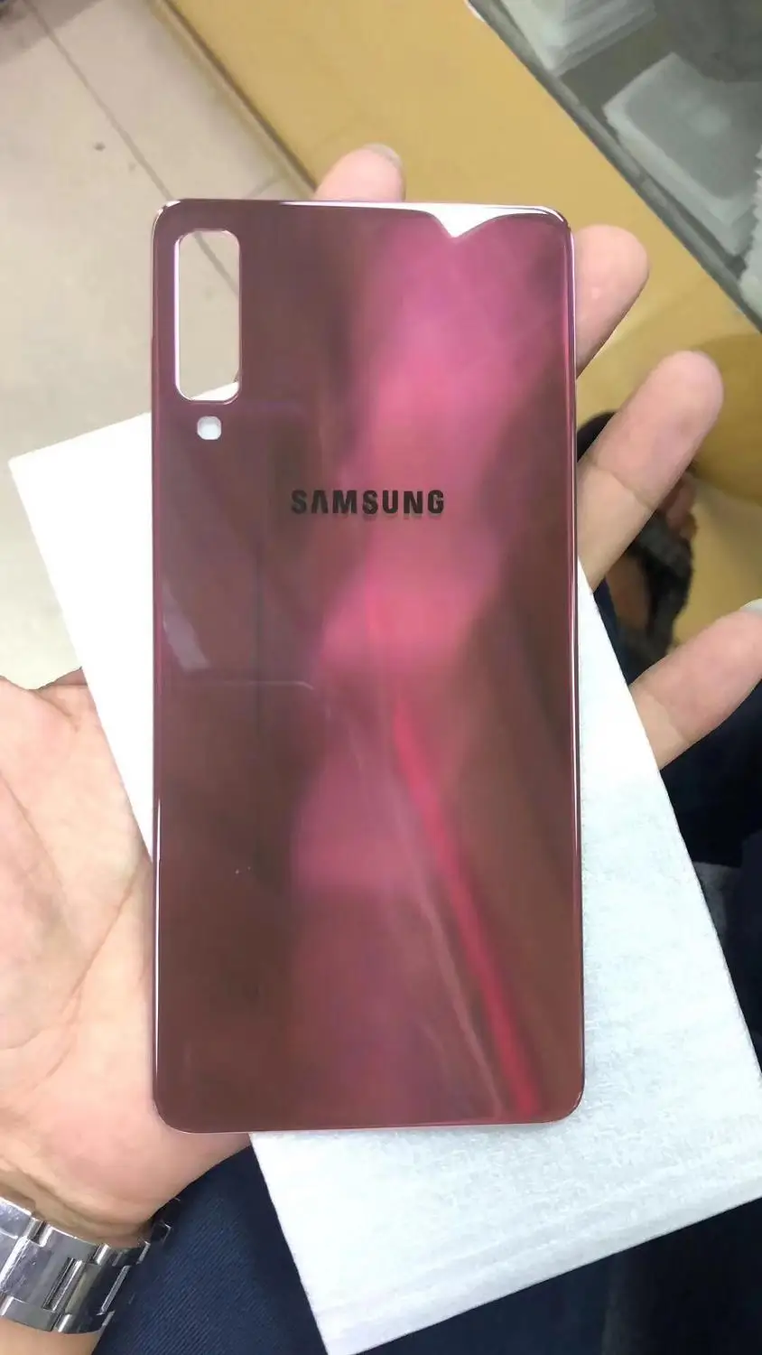 original pink 10 шт заднее стекло samsung Galaxy A7 крышка батареи A750 чехол A750F SM-A750 задняя дверь корпус стеклянная панель Замена - Цвет: original pink
