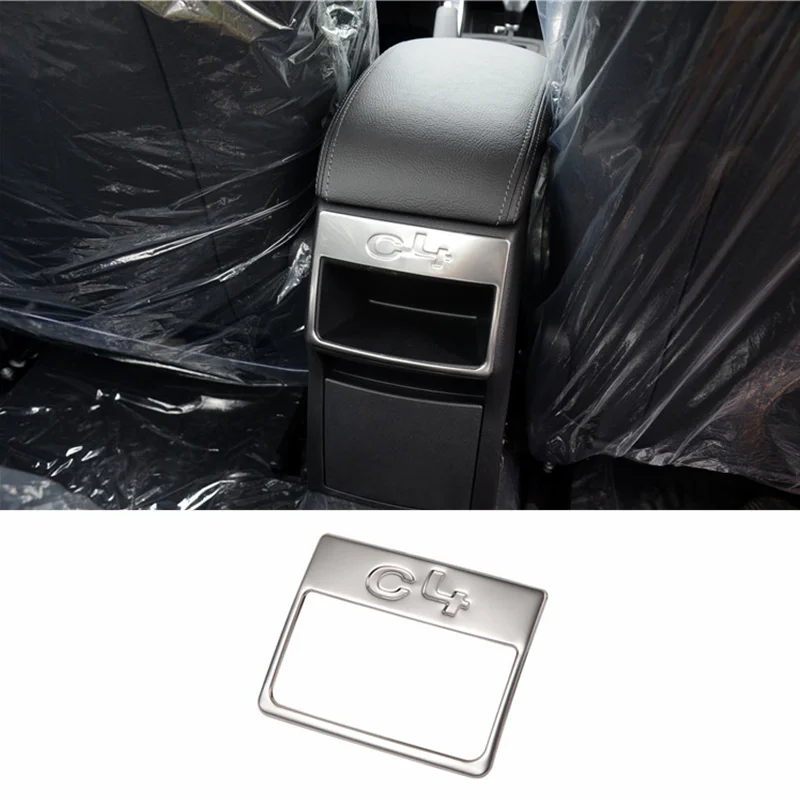 

For Citroen C4 2016 Car Rear Storage Box Air Outlet Panel Cover Trim Car Styling interior Accessories Shell Stainless Steel 1pcs