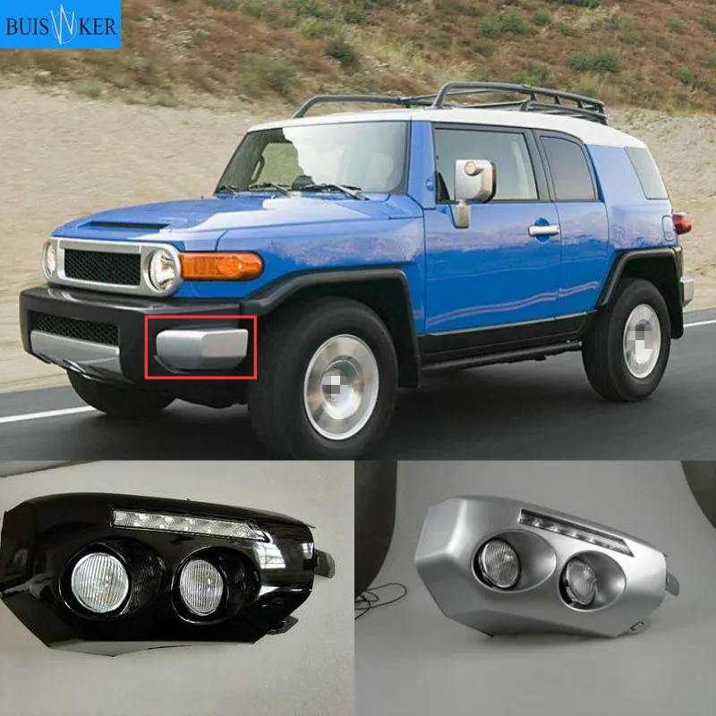 1 пара автомобильных светодиодных фар DRL для Toyota Fj Cruiser 2007 2008 2009 2010 2011 2012 2013 2014 рамка противотуманных фар Fog on.