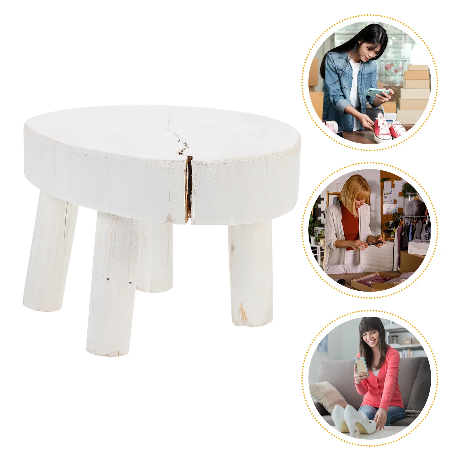 

1pc Retro Wooden Small Stool Wood Display Stand Photography Props Furnishings