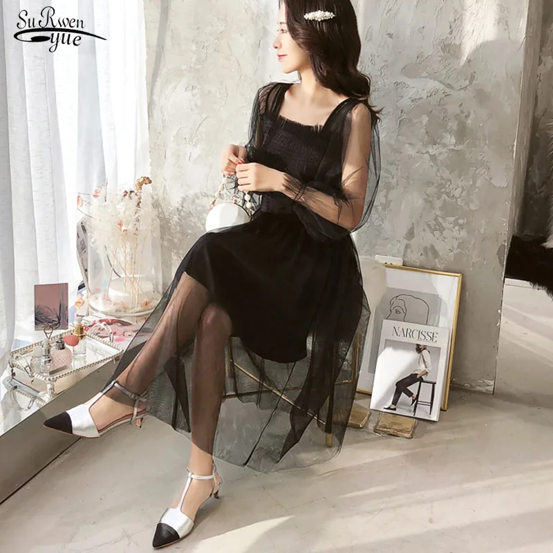 Женское кружевное платье-трапеция повседневное однотонное милое платье до