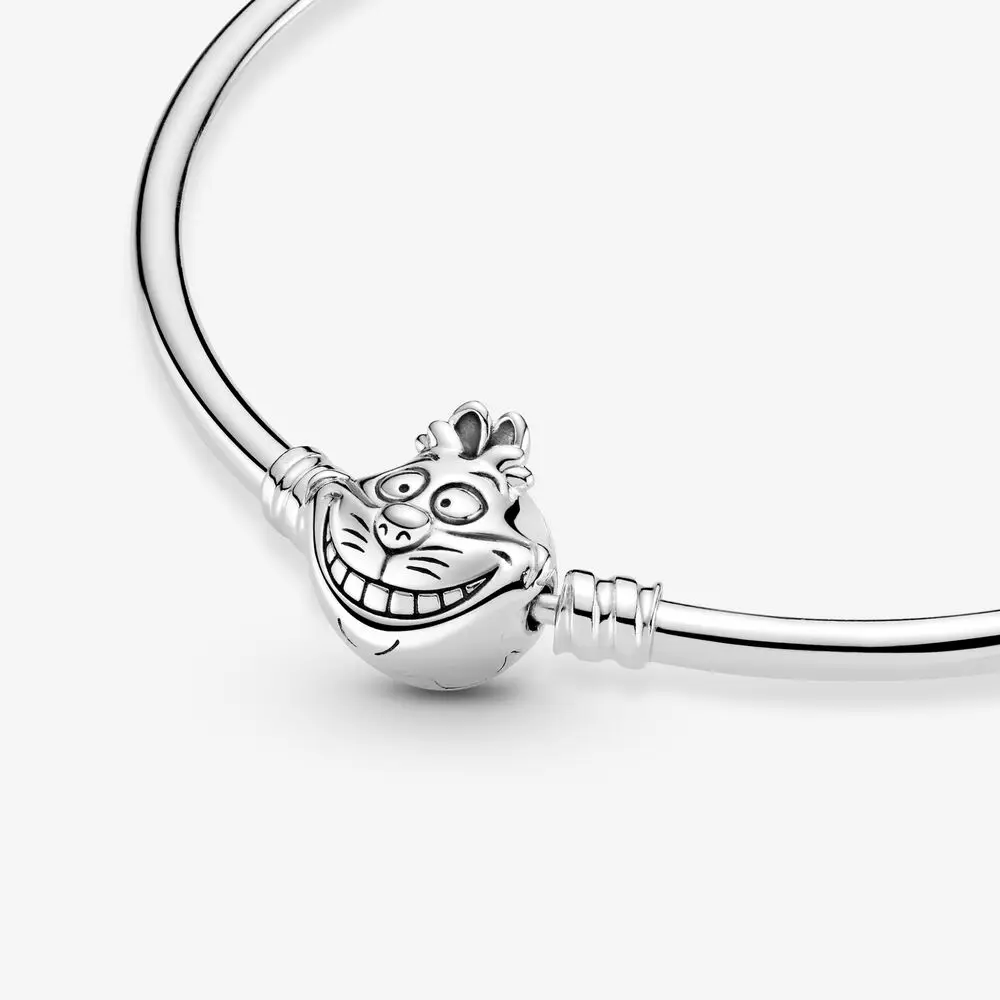

Alice in Wonderland Cheshire Cat Clasp Bracelet 100% 925 Sterling Silver Moments Bangle Bracelet Fit European Charms Diy Jewelry