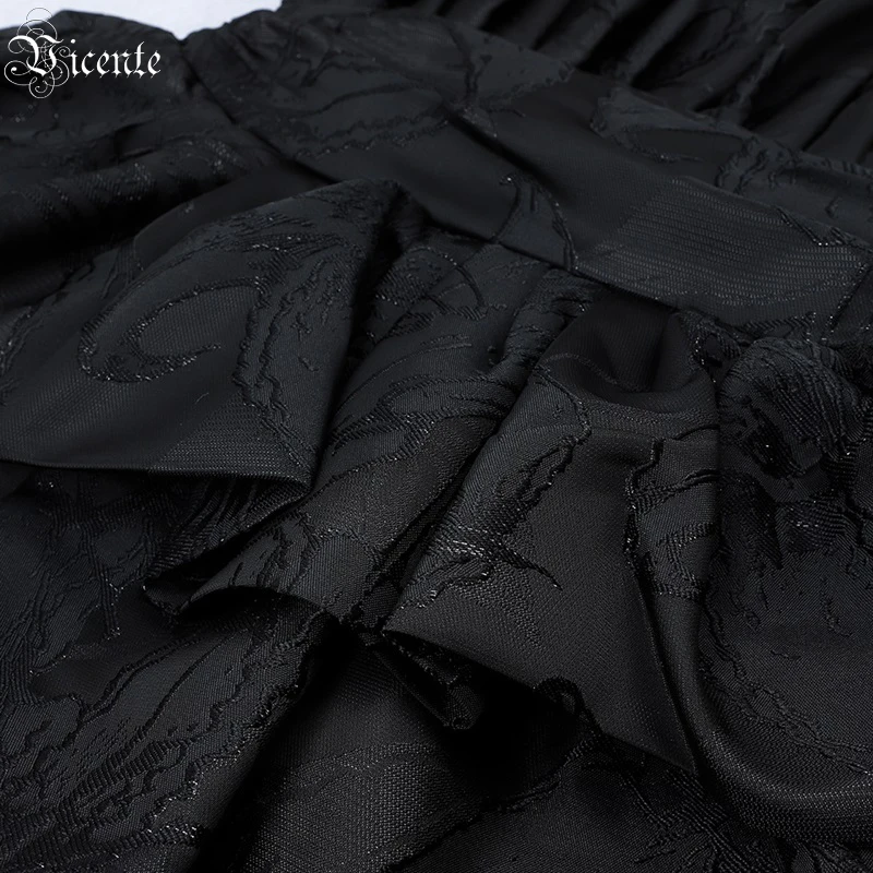 

VC Free Shipping Black Two Pieces Sets Sexy Strapless Ruffle Tops and Bodycon Skirt Celebrity Christmas Party Skirt Suit