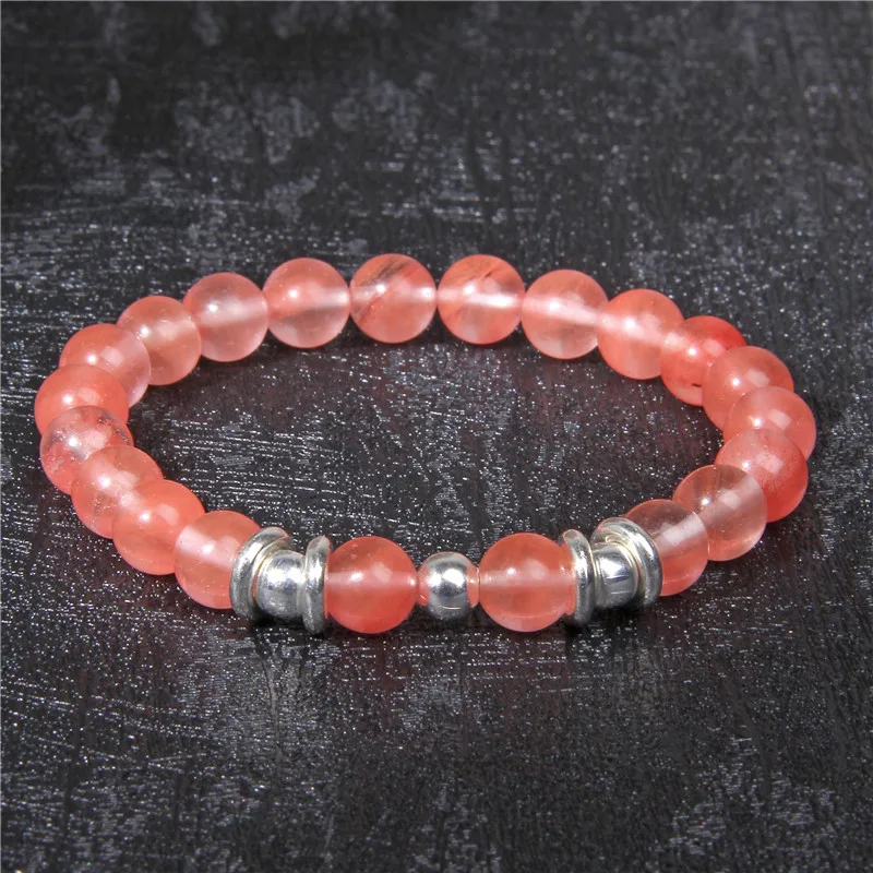 Мужские и женские браслеты из родохрозита с серебряным покрытием полированного