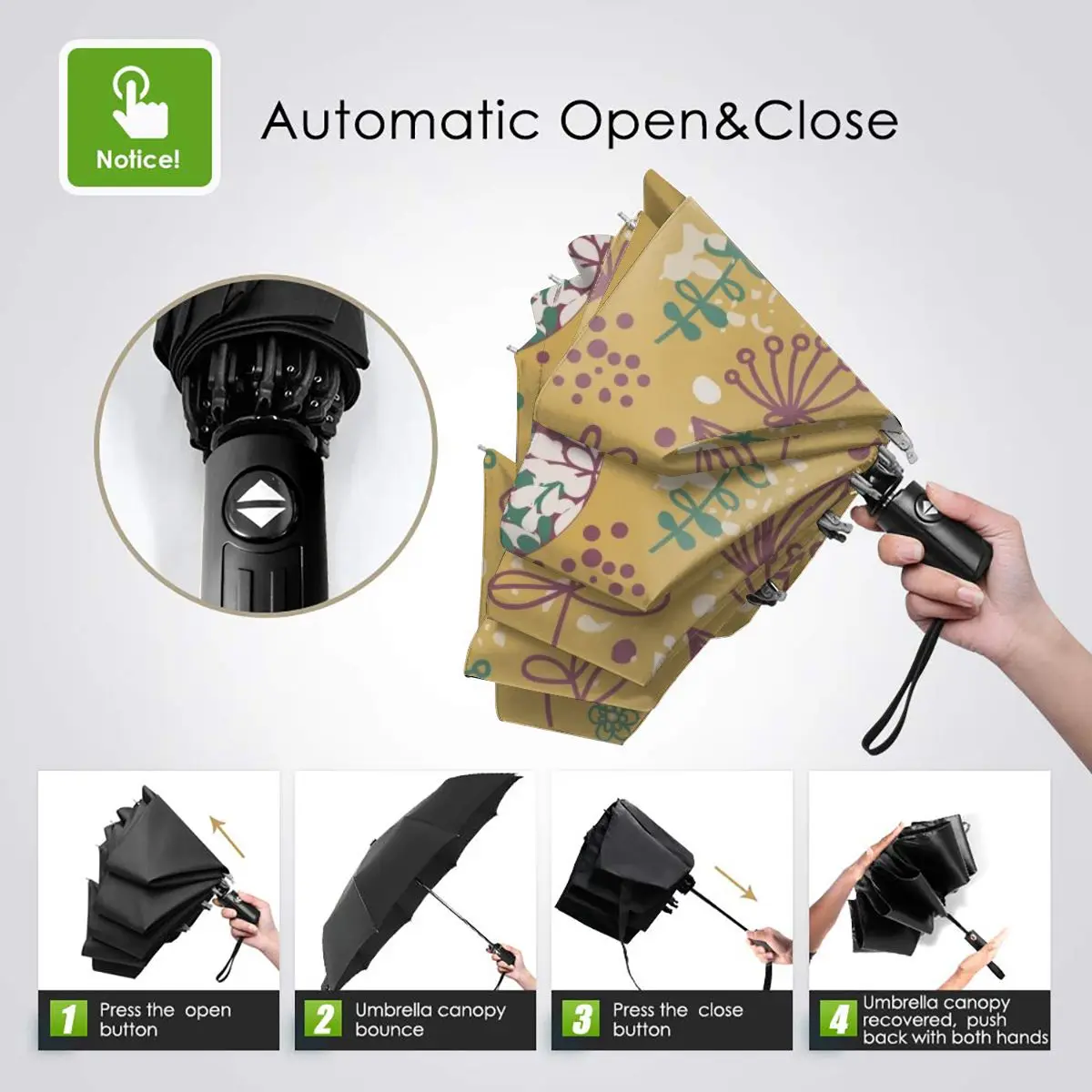 Economici Automatico Ombrello Da Pioggia Donne Tre-pieghevole Ombrello Colorato Motivo Floreale Ombrello Antivento Femminile Impermeabile Parasole