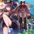 Genshin Impact Hutao Косплей Костюм Аниме игры Ху Тао китайский стиль Хэллоуин костюмы для женщин Униформа парик Рождественский карнавал