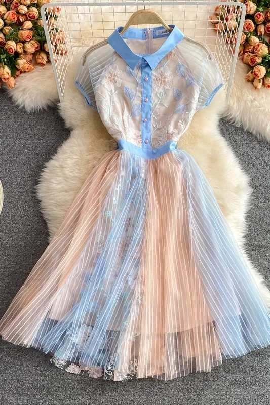 

High end embroidered chiffon dress women's summer 2021 new style thin summer dress FAIRY DRESS super sweet