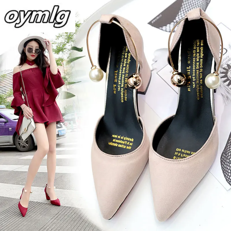 

New Sandals Woman Summer Brand String Bead Women Shoes Korean Fashion High Heels Ladies Pointed White Sandalias mujer 2020