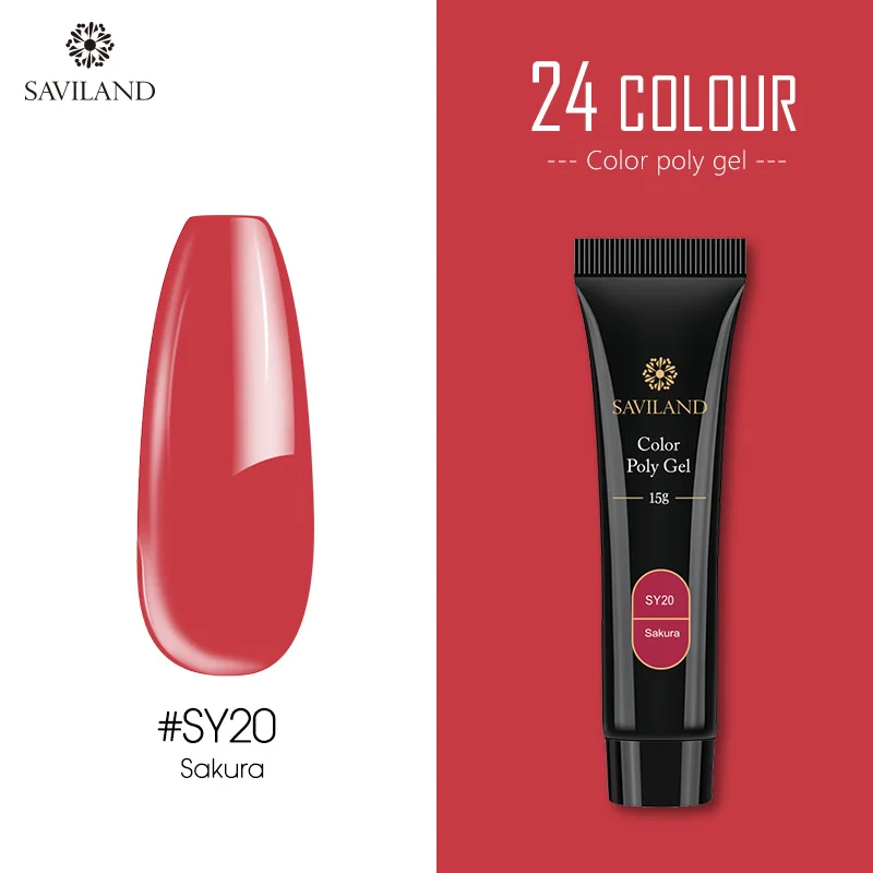 SAVILAND 15g Color Poly Gel Finger Extension 30g Red Blue Yellow Poly Gel Nail Gel Camouflage Soak Off UV Hard Fast Builder Gel - Цвет: 15G SY20