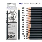 14 шт.компл. карандаши для рисования набор деревянных товары для профессионального искусства HB 2B 6H 4H 2H 3B 4B 5B 6B 10B 12B 1B покраски карандашей канцелярских принадлежностей