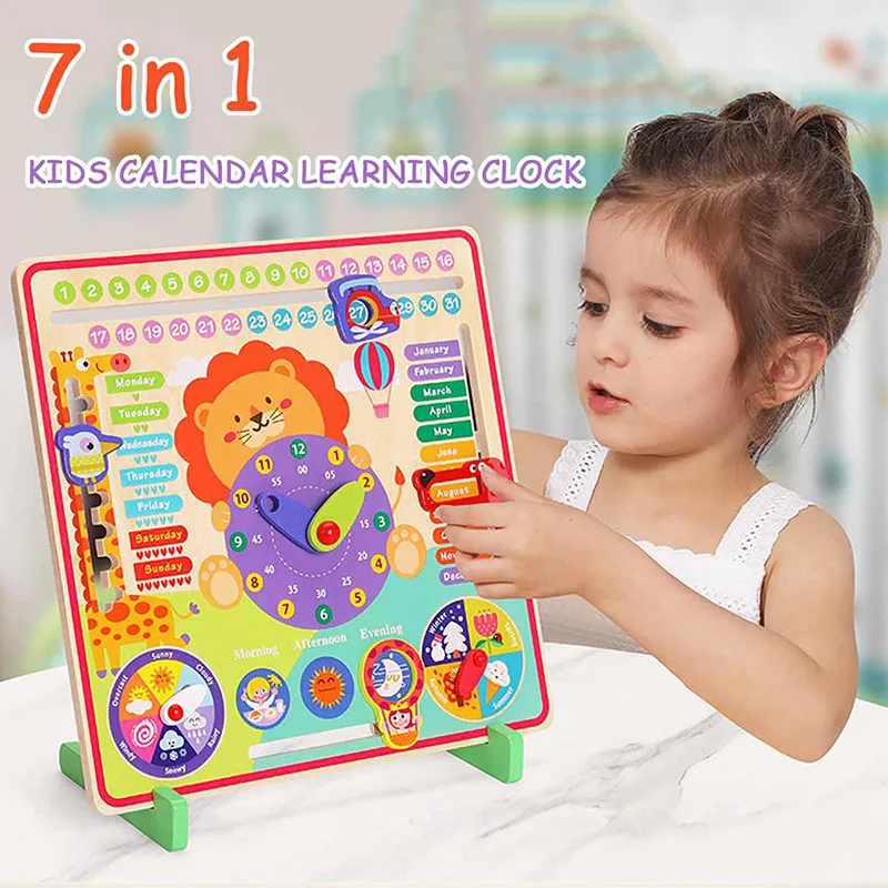 

Baby Wooden Board Game Montessori Weather Season Time Cognitive Puzzles Child Early Learning Educational Figures Toys Xmas Gift