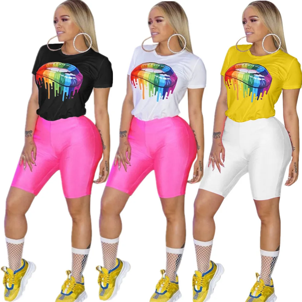 

Европейская и американская Сексуальная женская модная индивидуальная цветная футболка с цифровой Печатью Губ