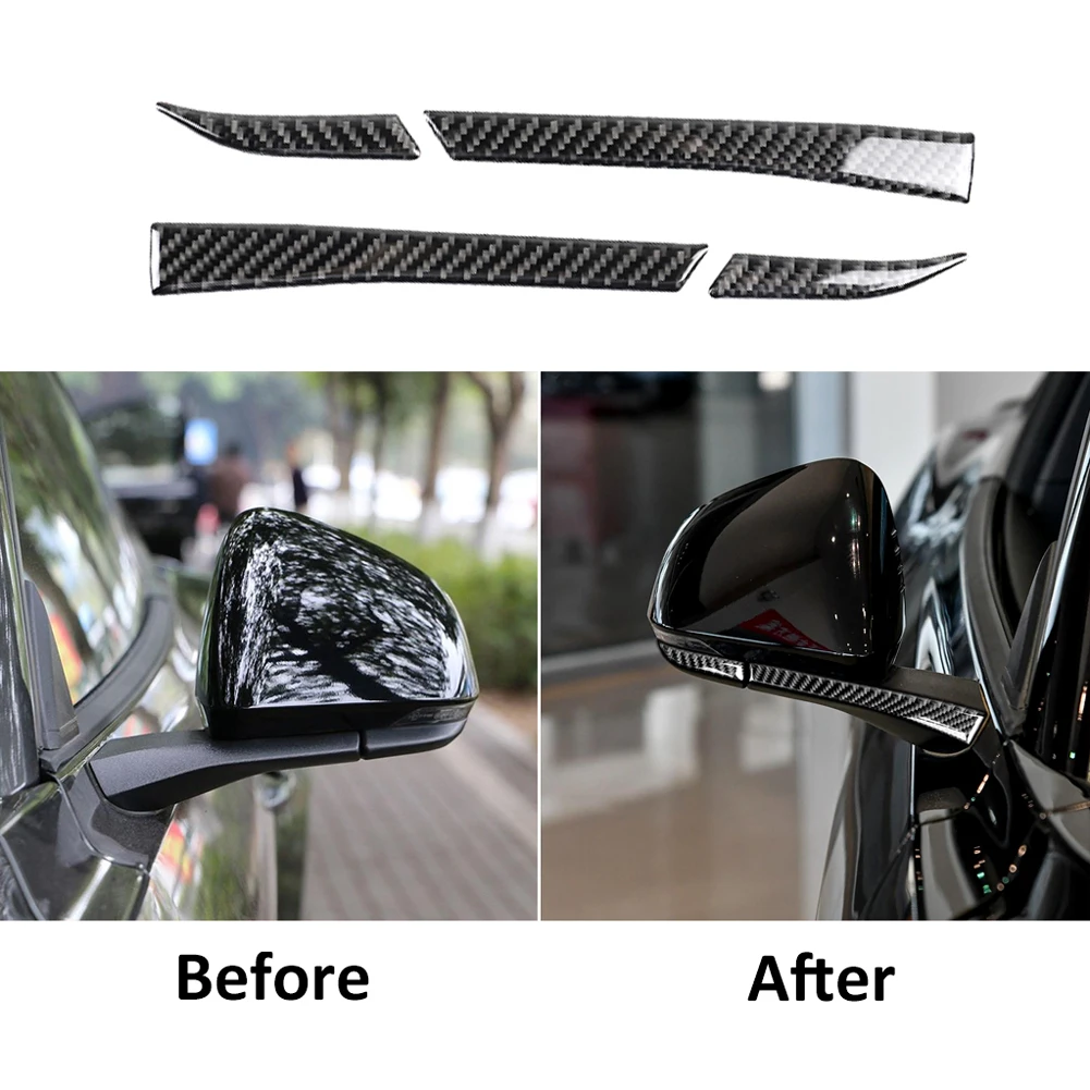 Автомобильная черная накладка на зеркало заднего вида автомобиля из углеродного