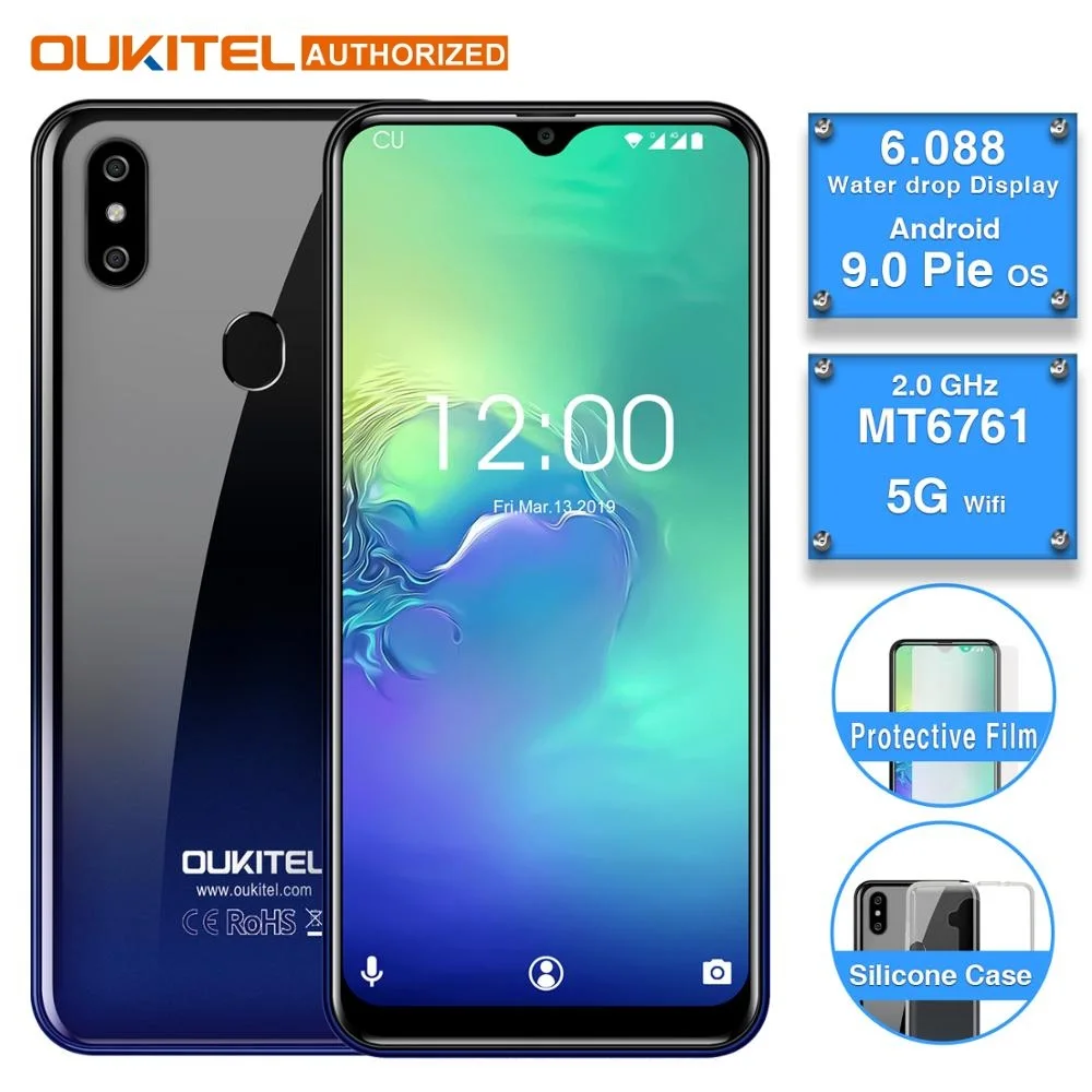 Смартфон OUKITEL C15 Pro 4G Phablet 6 088 дюймов Android 9 0 Pie MT6761 четырехъядерный 2 ГГц IMG GE8300 Гб ram 16
