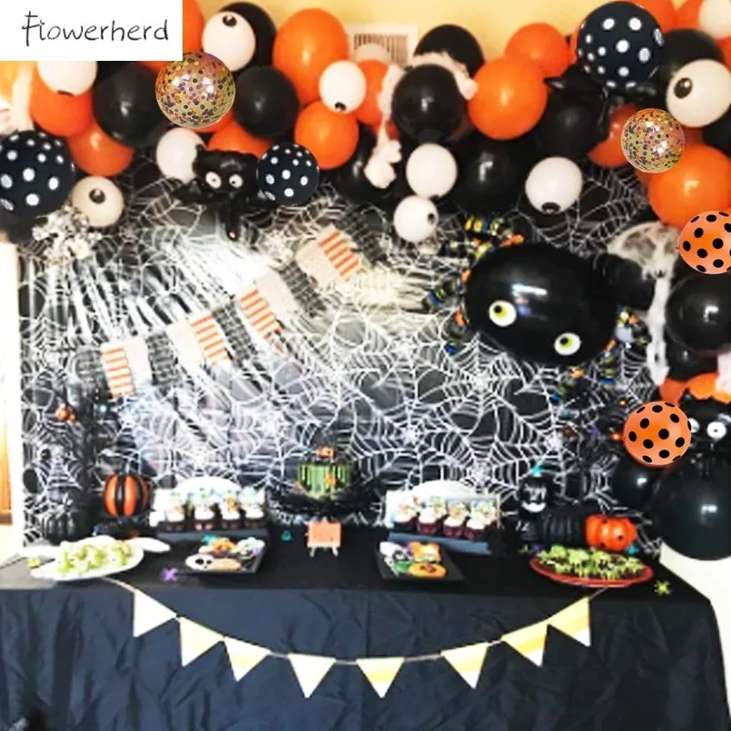 

Halloween Balloon Arch Garland Kit 120 Pack Confetti Latex Spider Foil Balloon Set Theme Party Background Decoration
