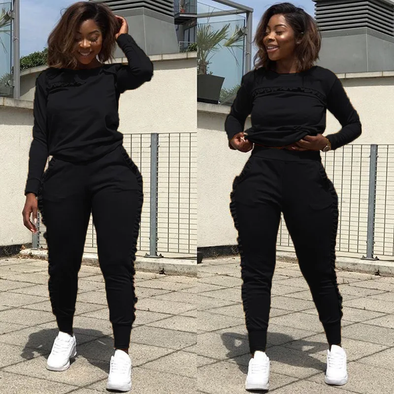 New Outdoor Sport Sets Women Gym Suits Running Suit Two Piece Solid Long-Sleeved Workout Clothes For Women Street Style Clothes