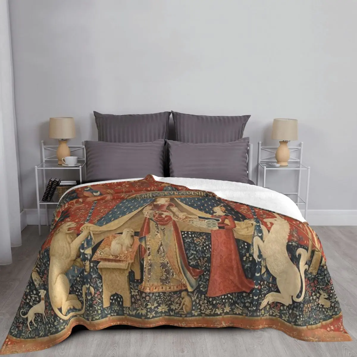 

Manta de la señora con un unicornio, colcha de cama A cuadros, colcha, manta de 90 en la cama
