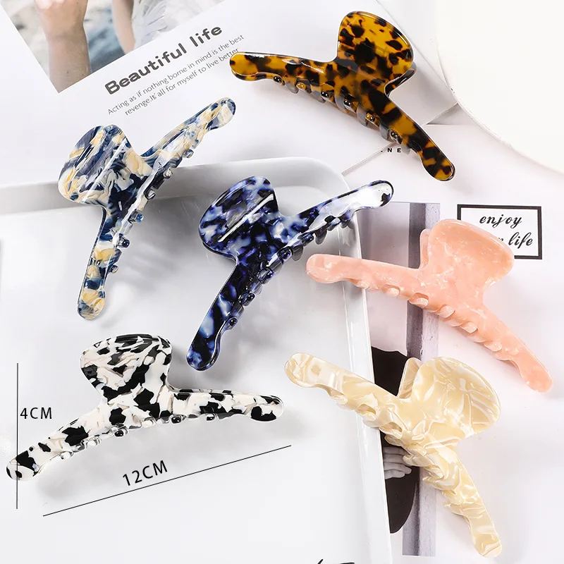 

Leopard Print Solid Color Claw Clip Big Hair Clip Crab Hair Claw Bath Clip Ponytail Clip Ladies and Girls Hair Accessories Gifts