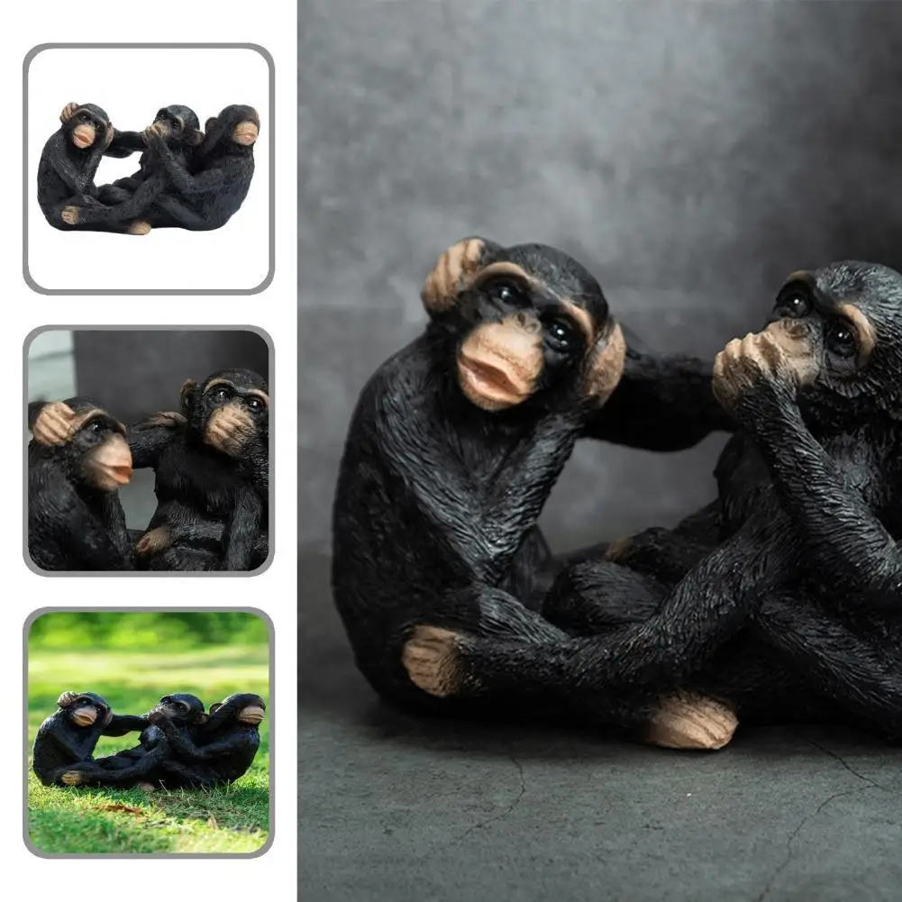 

Resin Novelty See No Evil Monkeys Statue Eye-catching Monkeys Figurine Interesting for Desk