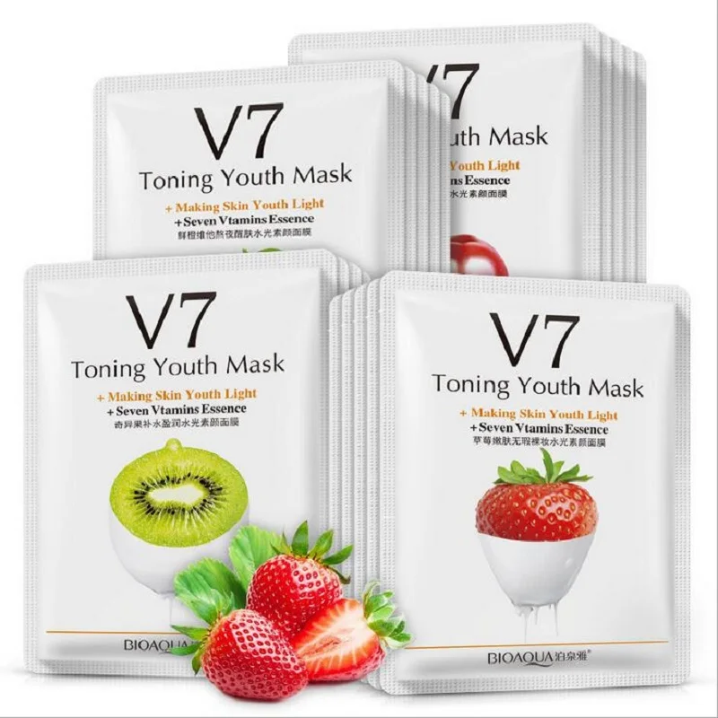 

BIOAQUA Fruit Plant Facial Mask Whitening 7 Vtamins Essence Face Care Silk Moisturizing Oil-control Skin Care Beauty Sheet Mask