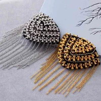 apparel one piece breastpin tassels shoulder board mark knot epaulet patch metal badges applique patch for clothing am 2584