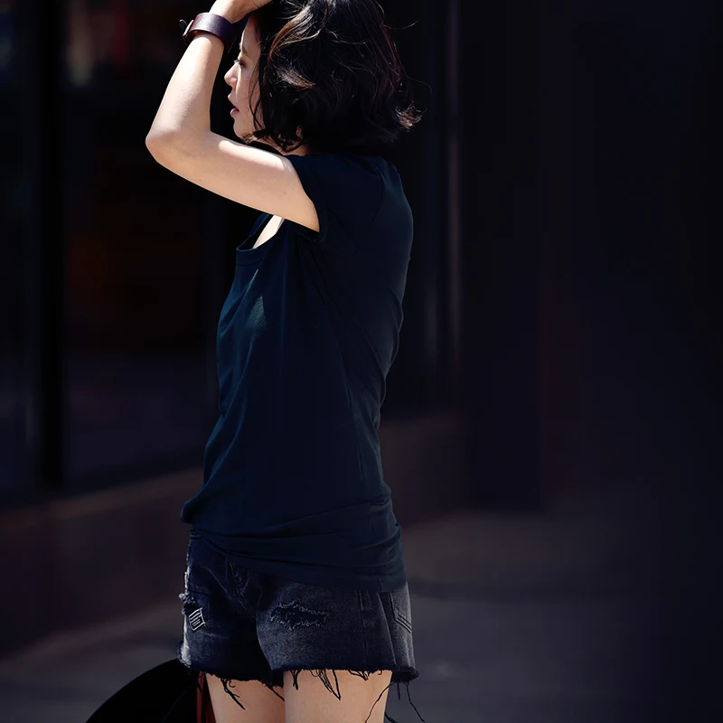 Футболка женская из чистого хлопка с круглым вырезом большого размера | Женская