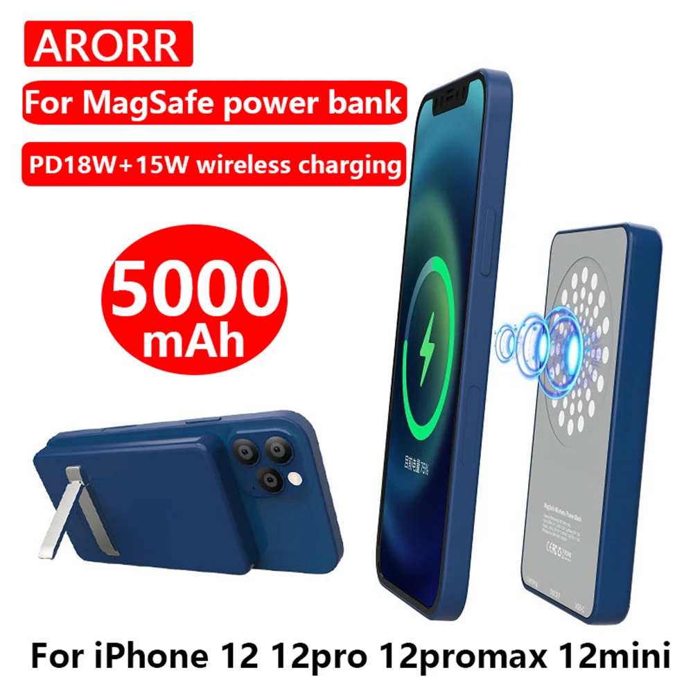 15 Вт Magsafe Беспроводное зарядное устройство 5000 мА портативное для iPhone 12 резервный