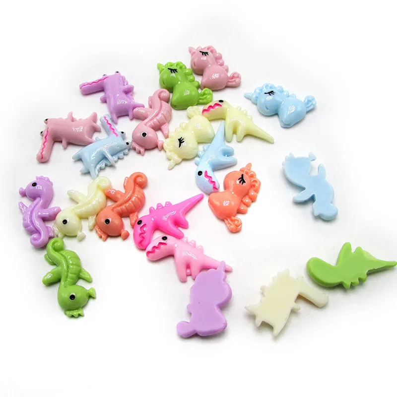 50 шт. Мультяшные животные резиновый Единорог динозавр плоская спина кабошон