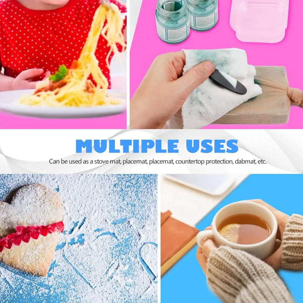 

2 Pack 40*30CM Large Silicone Sheet for Crafts Jewelry Casting Moulds Mat Premium Placemat Nonstick Nonskid Heat-Resistant