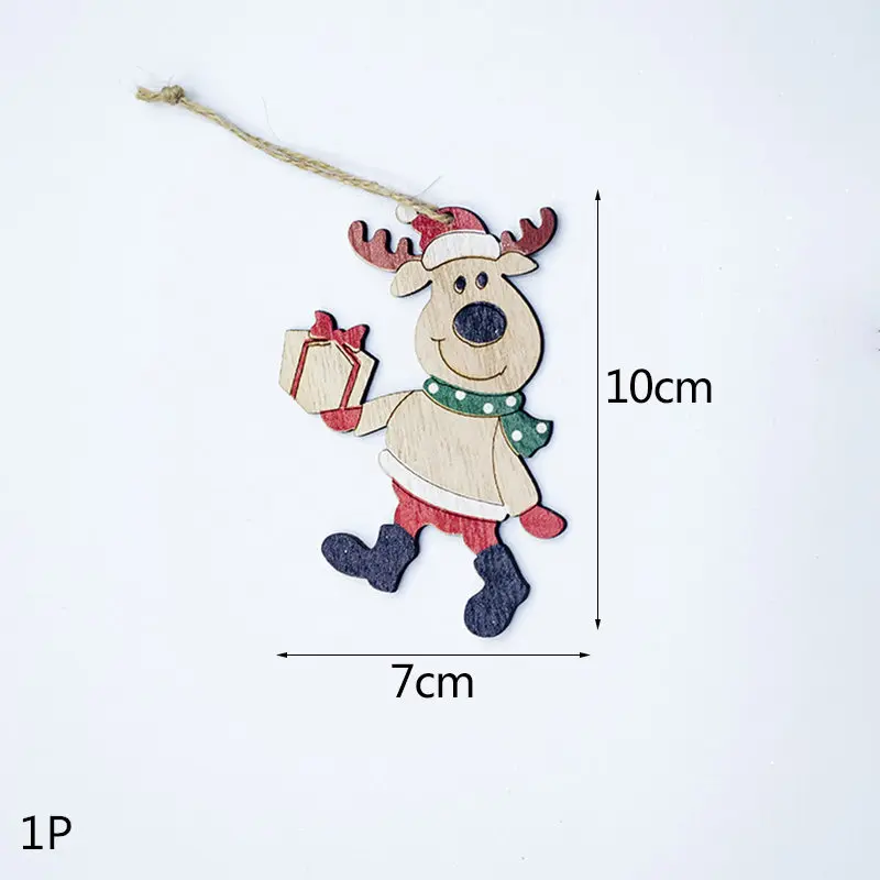 Multi Style Christmas Wooden Pendant Creative Wood Craft Ornaments DIY Chriatmas Tree Hanging Decoration Xmas Gift Supplies - Цвет: 1P-413-B01