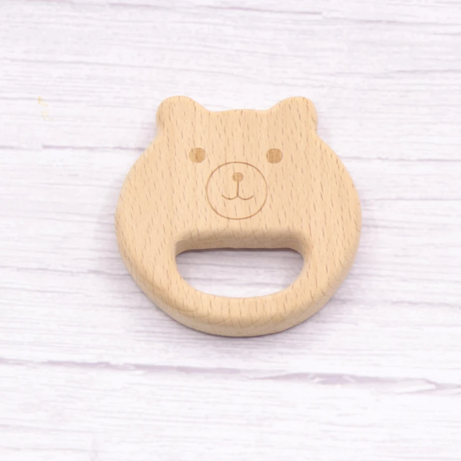 Mordedor de madera de haya para beb&eacute;, juguetes de dentici&oacute;n de dibujos animados Montessori, dije de enfermer&iacute;a, 10 Uds.-0
