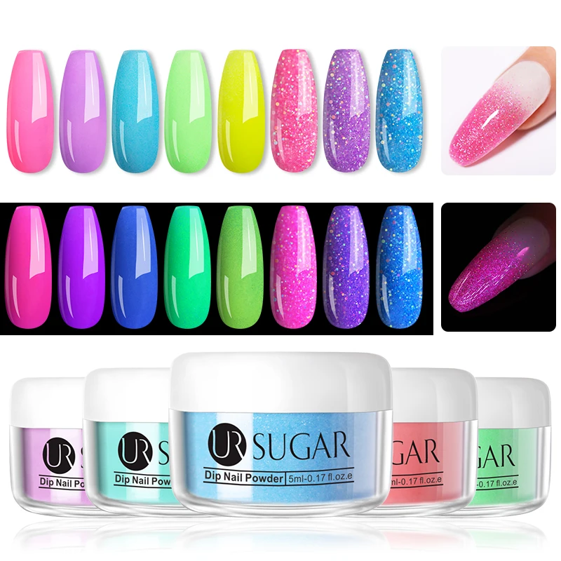 Флуоресцентный порошок для ногтей UR SUGAR 4/6 шт./компл. неоновый светящийся градиент