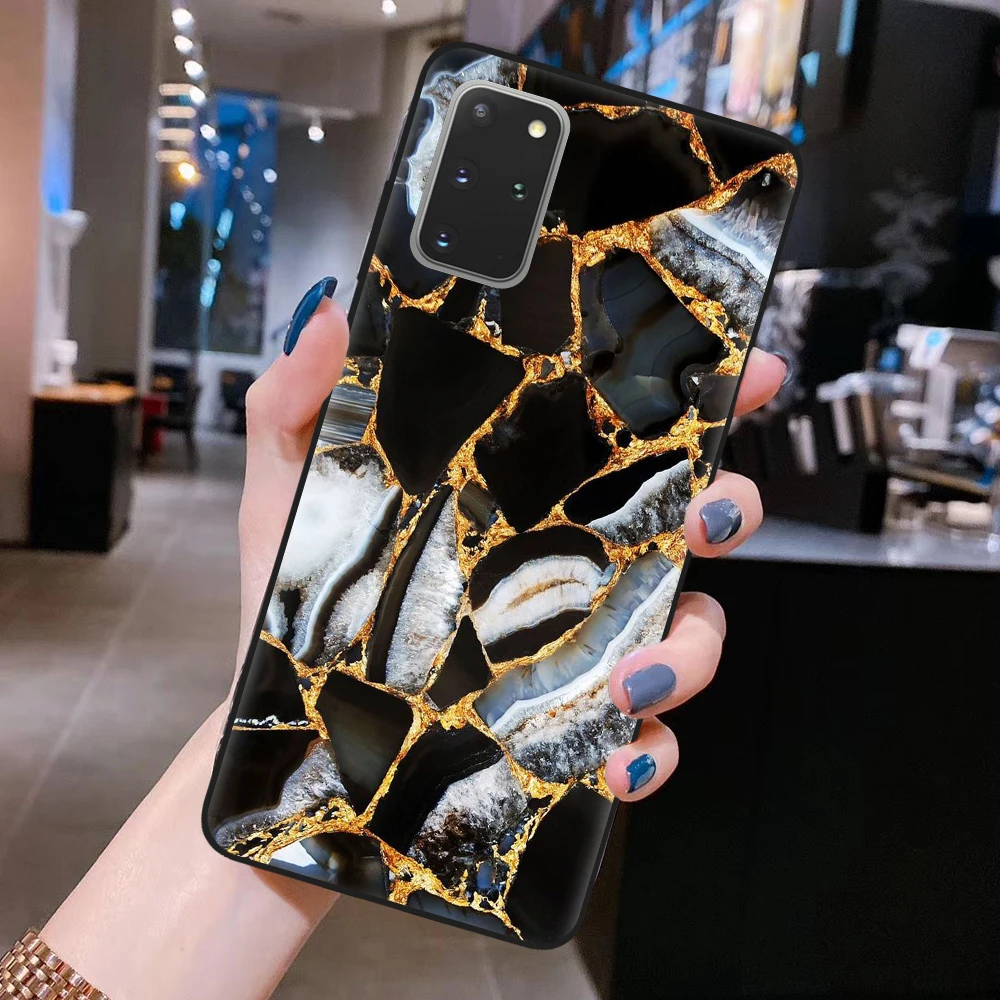 Чехол-накладка для Samsung S8 S9 S10 S20 Plus Ultra S10E A51 A71 A50 из ТПУ с мраморным узором |