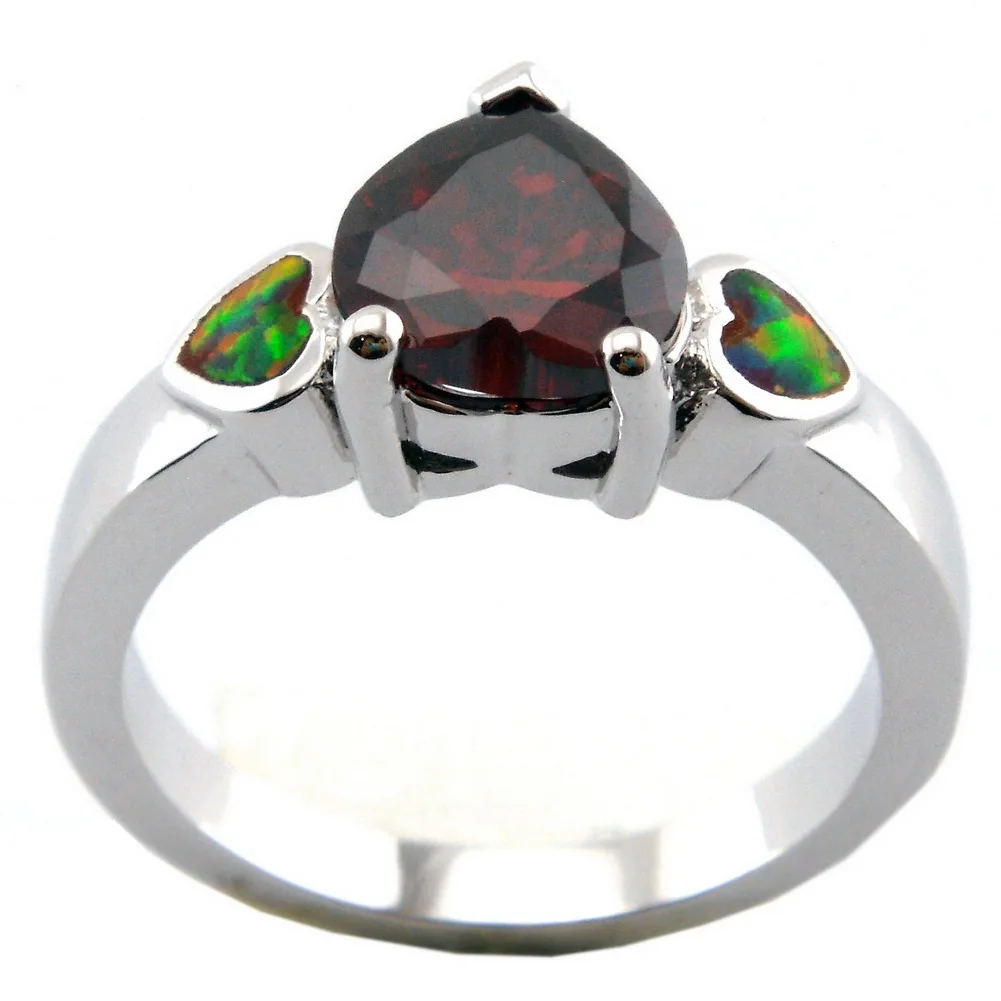 Модные украшения с опалами кольца c огненным опалом кольцо в форме сердца красный