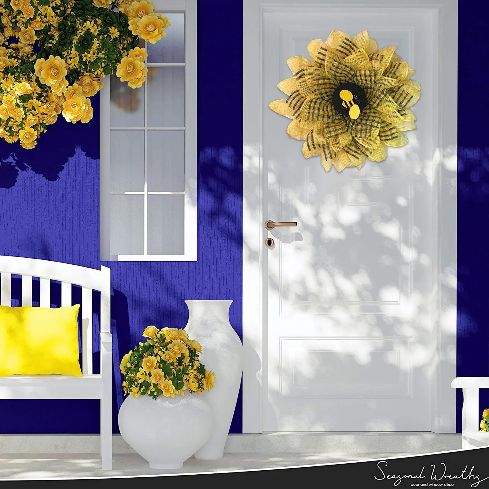 Искусственный венок украшение для двери искусственная пчела Подсолнух гирлянда