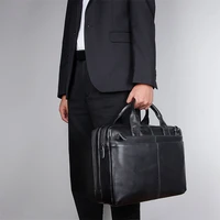 nesitu black coffee genuine leather office men briefcase a4 14 laptop business messenger bags portfolio high quality new m7092