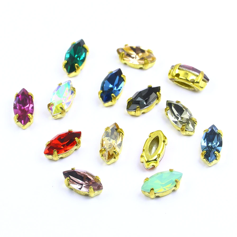 Блестящее стекло смешанного стиля Кристалл Стразы с когтями Пришивание