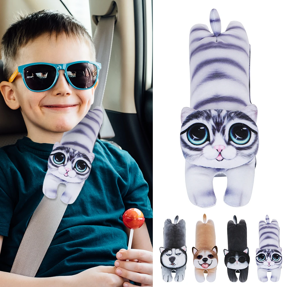 Универсальный автомобильный ремень безопасности с 3D рисунком животных плюшевый