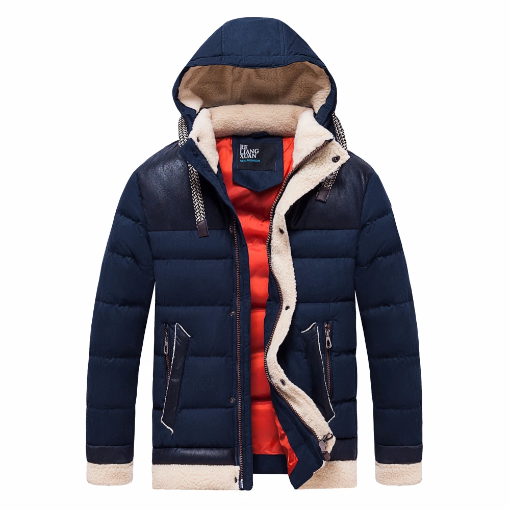 

Men Winter Casual Warm Thick Fleece Hat Jacket Parkas Men New Menswear Luxury Pockets Outfit Hoods Zipper Parka Coat Jacket Men